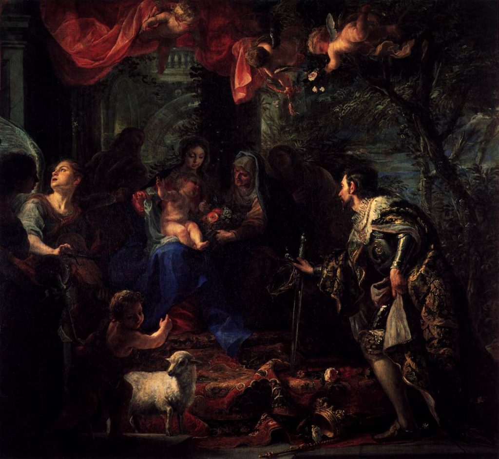 Virgin and Child Adored by St Louis, King of France - Claudio Coello (17th Century)