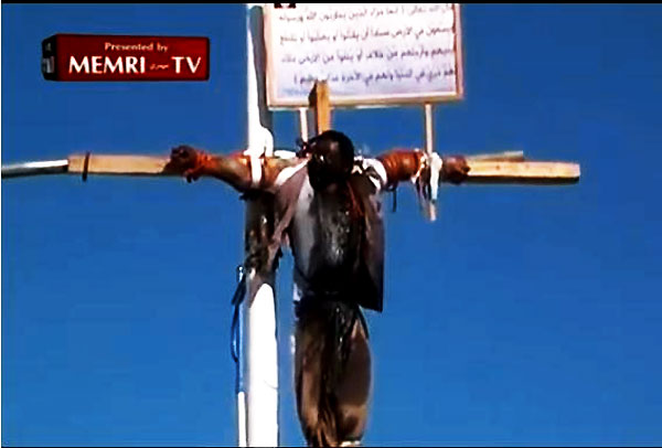 A Christian man crucified by ISIS. Photo: Middle East Media Research Institute.