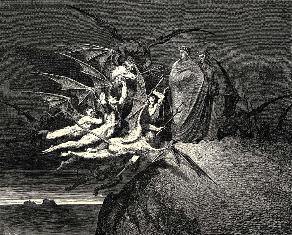 Lucifer, King of Hell; Canto XXXIV of The Inferno, by Dante Alighieri; Illustration by Gustave Doré