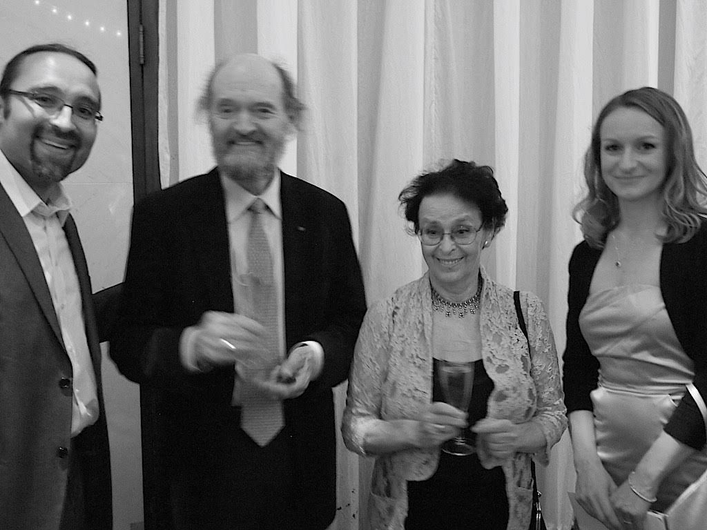 From left to right: Dr. Mark Nowakowski, Arvo Pärt, Nora Pärt, Maggie Nowakowski.