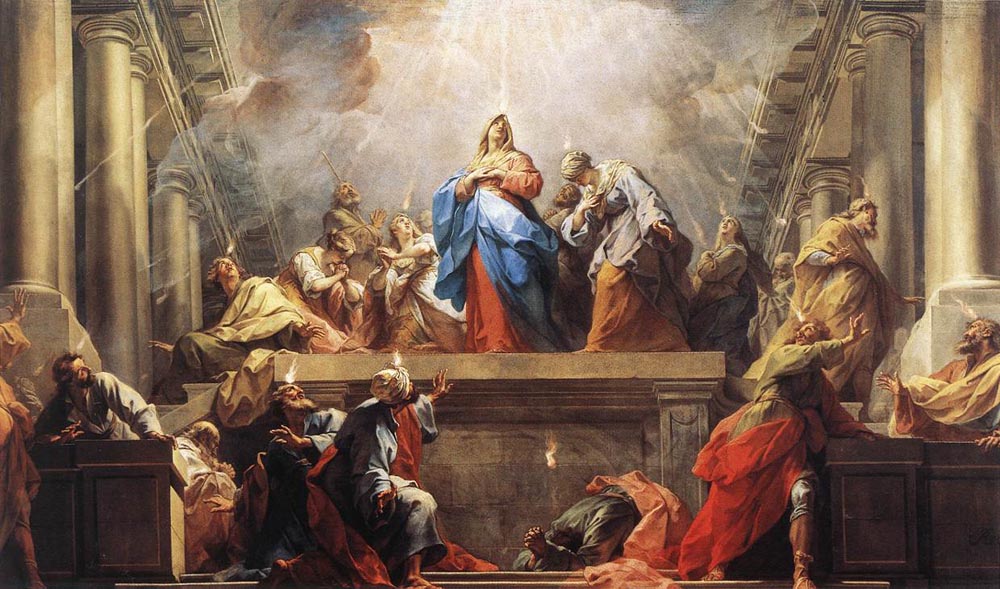 The Holy Spirit descends at Pentecost