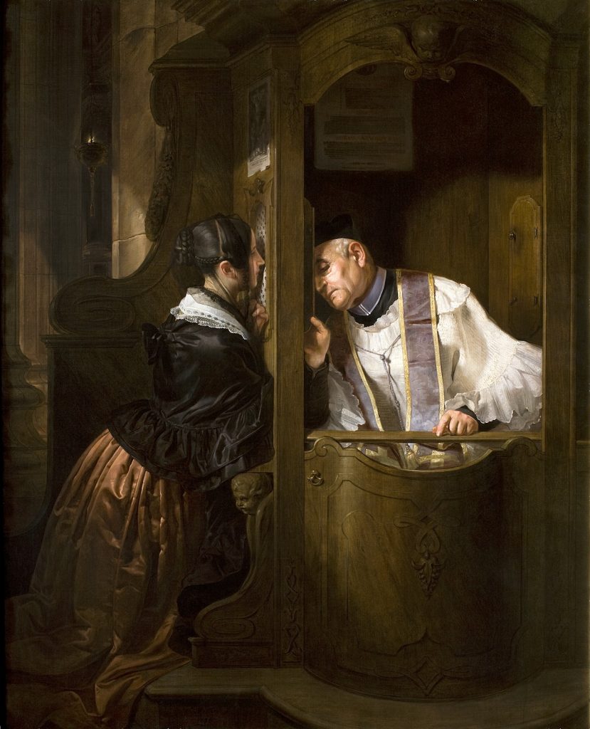 Giuseppe Molteni (1800-1867), The Confession, 1838 (Gallerie di Piazza Scala, Milan)