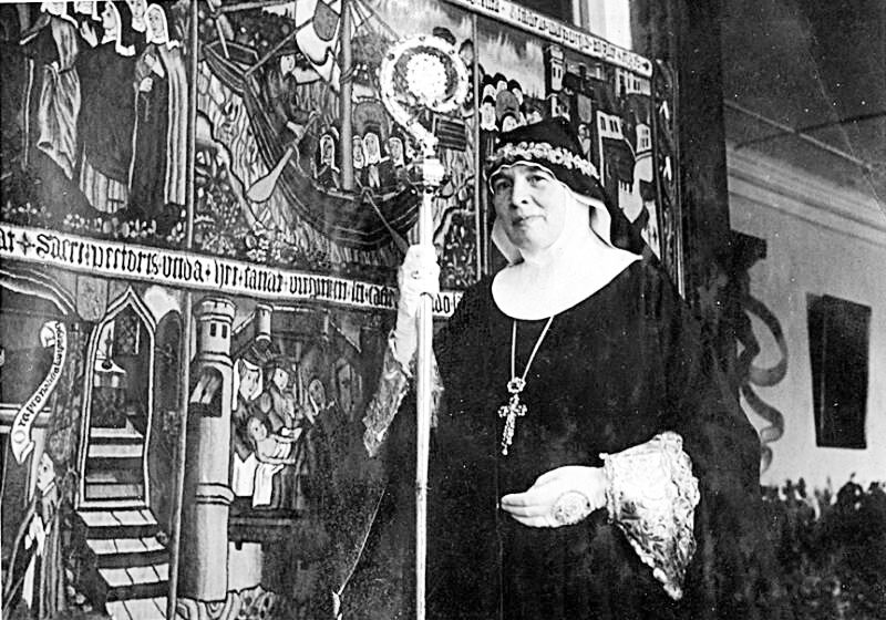An abbess with crozier