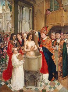 The baptism of Clovis (in the buff, naturally)