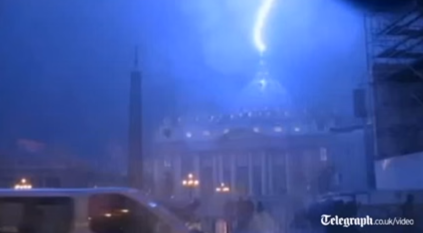 The same day Pope Benedict XVI announced his abdication, lightning struck the Vatican twice. (Source)