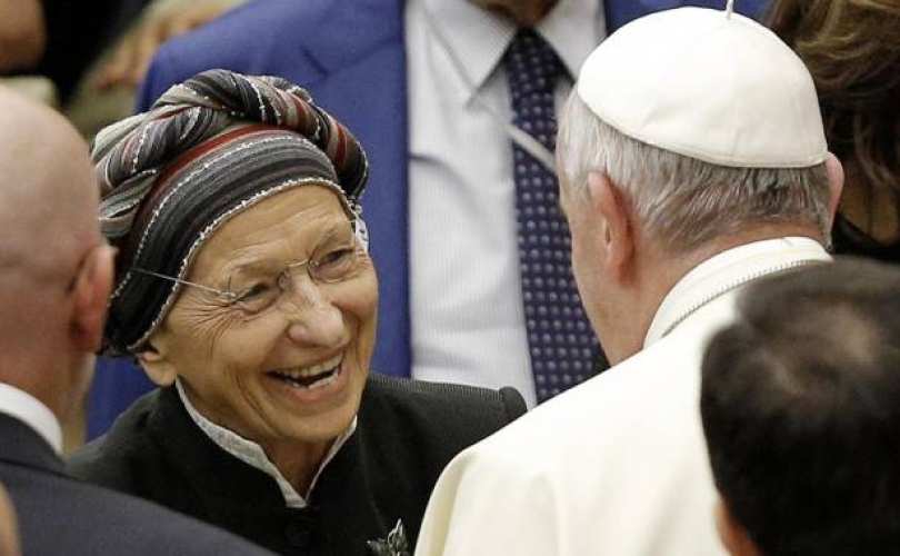 Emma Bonino and Pope Francis. Image courtesy of LifeSiteNews